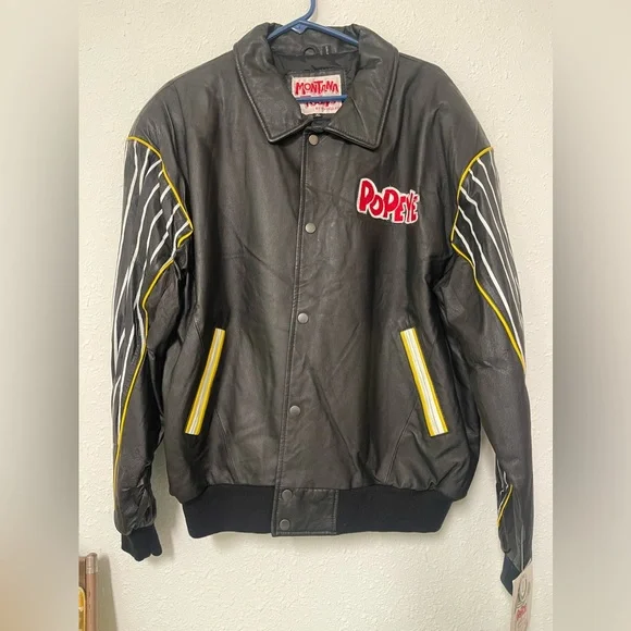 NWT VTG 1994 POPEYE Montana Toons Leather Jacket